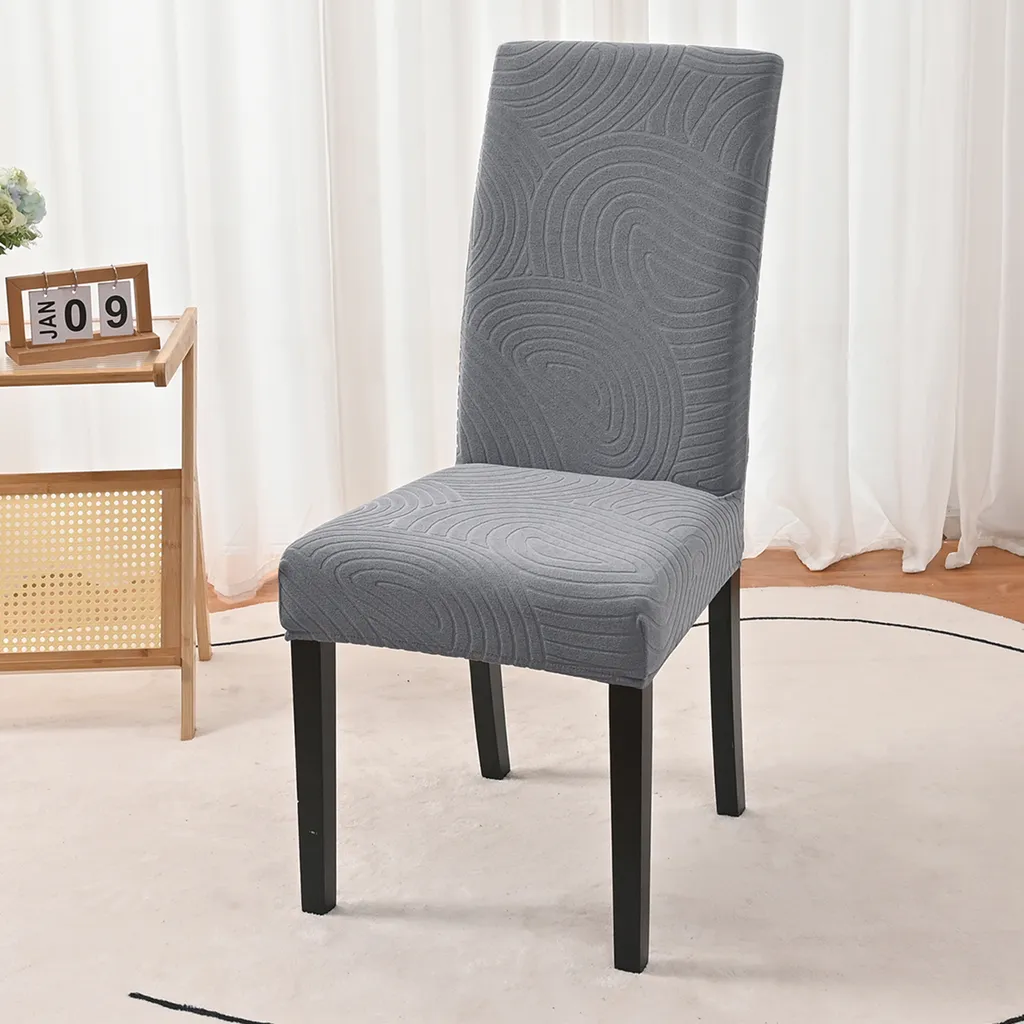 Set 4 Coprisedia Jacquard Grigio Impermeabili | Fodere Sedie Sala Pranzo - 2