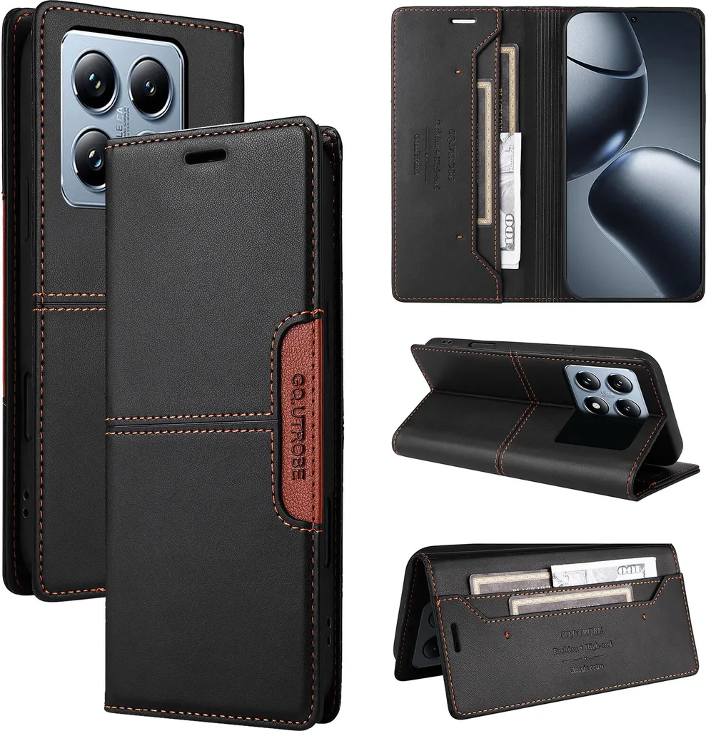 Custodia Xiaomi 14T Pro in Pelle: Wallet Case con Stand e Slot Carte - 1