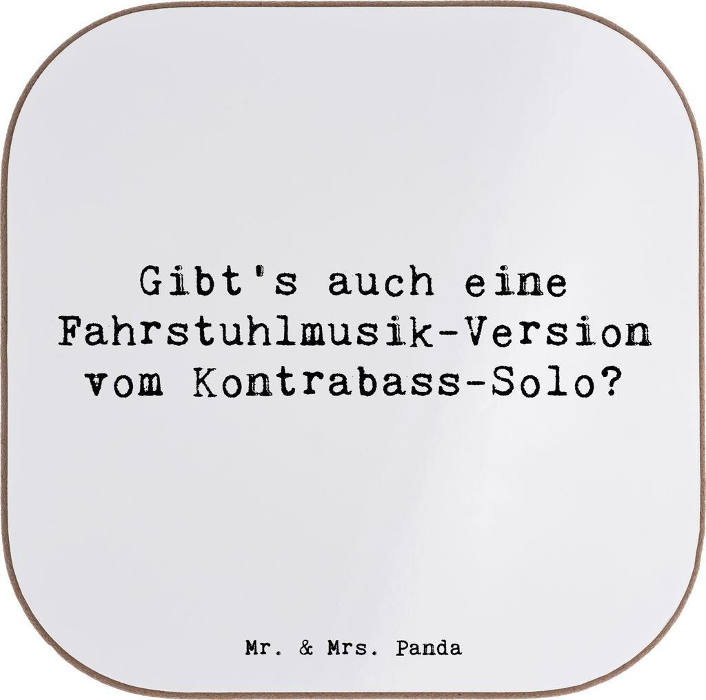 Mr. & Mrs. Panda Tischuntersetzer Spruch Kontrabass Solo - Weiß - Geschenk, gläseruntersetzer, humorvolle Sprüche, Coaster, Tassen Untersetzer, ...