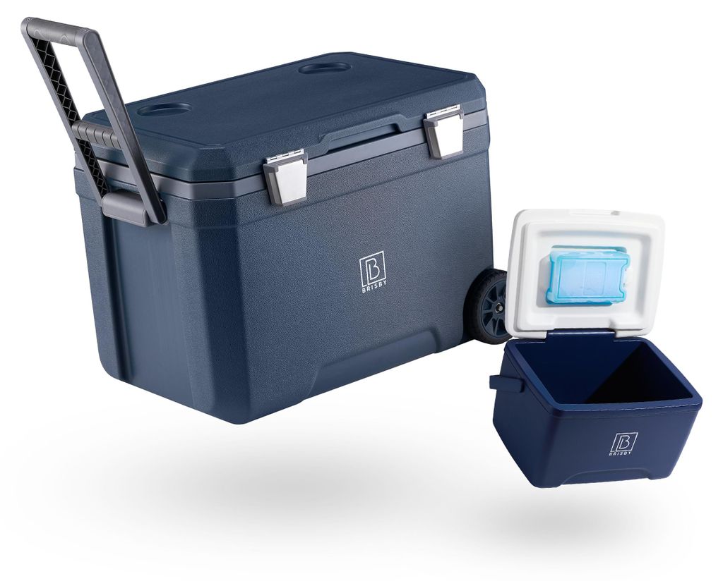 Brisby Kühlbox 45 l – Mit Rollen – 4 Kühlelemente – Blau Produktbild 