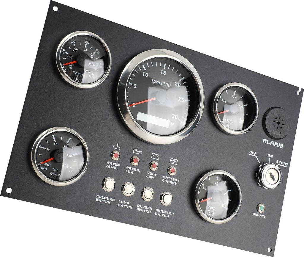 5 Manometer Set Instrumententafel 12V 7 Farben Ölstand Wassertemperatur Öldruck Spannungsanzeige für Marine Boot
