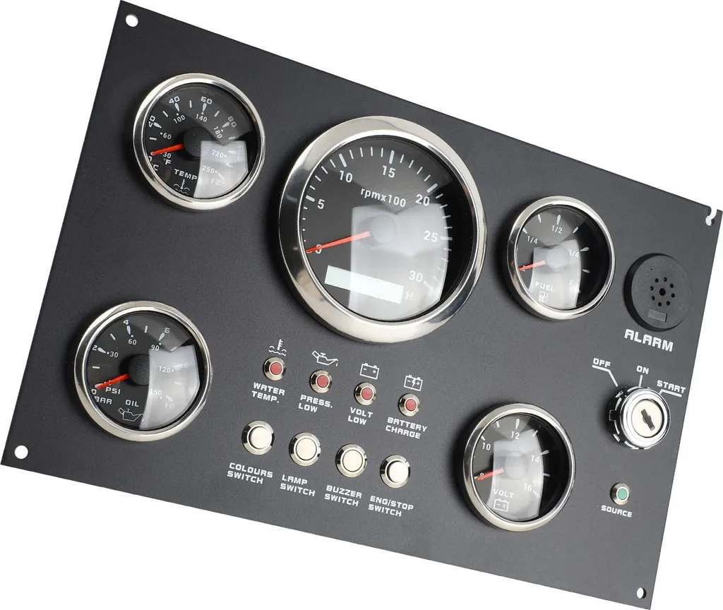 Set de 5 Jauges Marine 12V avec Rétroéclairage 7 Couleurs pour Bateau