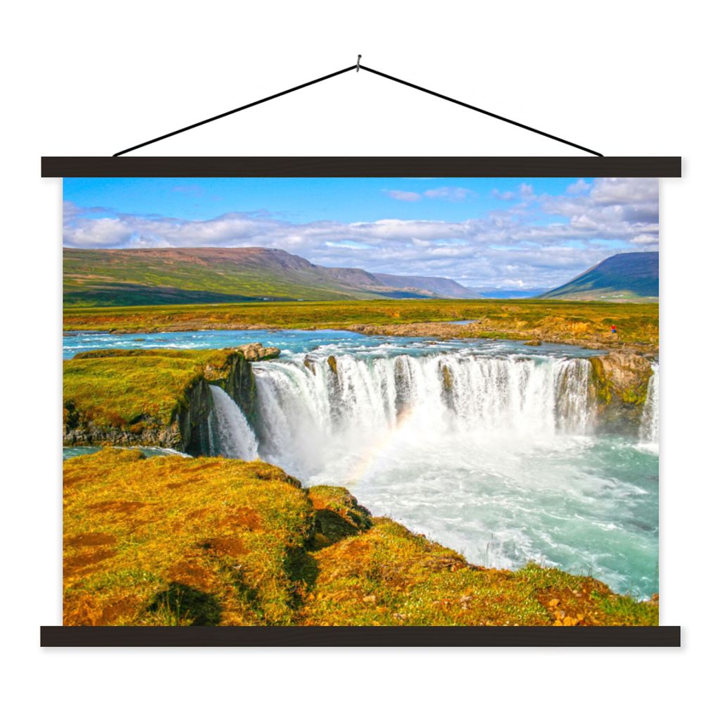 MuchoWow Textilposter Wasserfall - Wasser - Natur 150x113 cm mit schwarzem Rahmen - Wohnzimmer