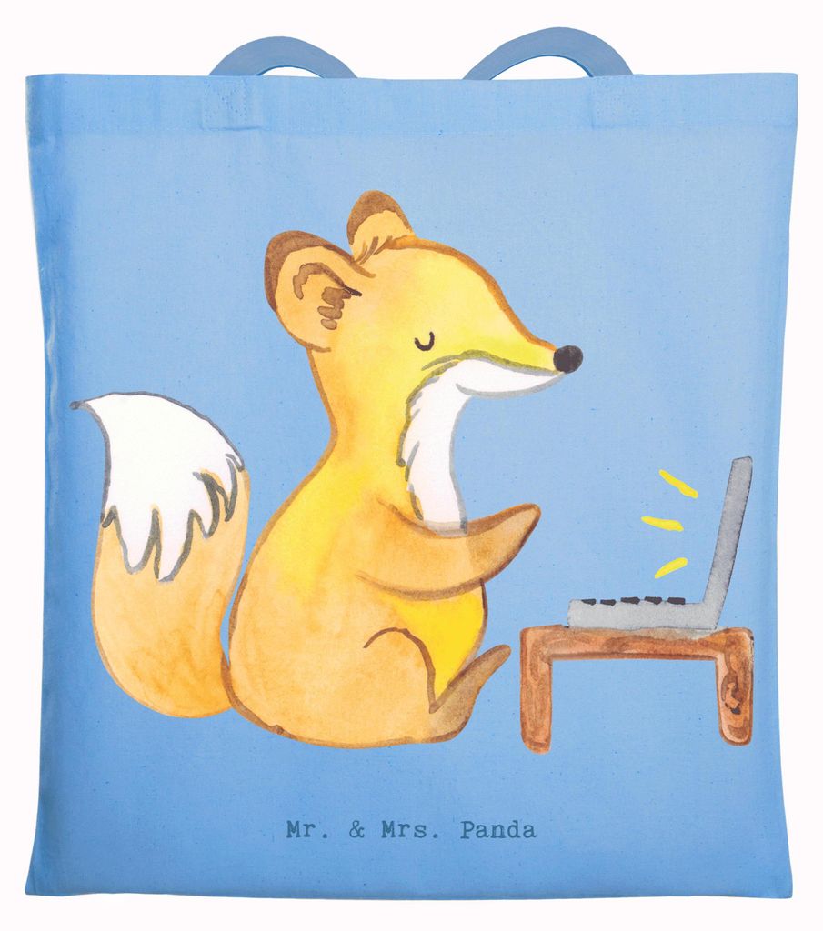 Mr. & Mrs. Panda Tote Bag Eventmanager Herz - Sky Blue - Geschenk, Party, Schultasche, Unitasche, Prost, Bar, Club, Tasche, Promoter, Uni, Laptopta...