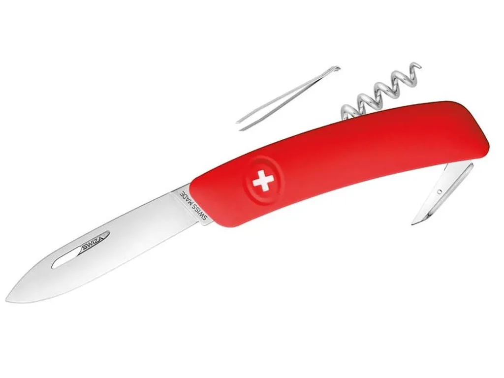 Couteau suisse SWIZA D01 rouge en acier 440 avec blocage de sécurité