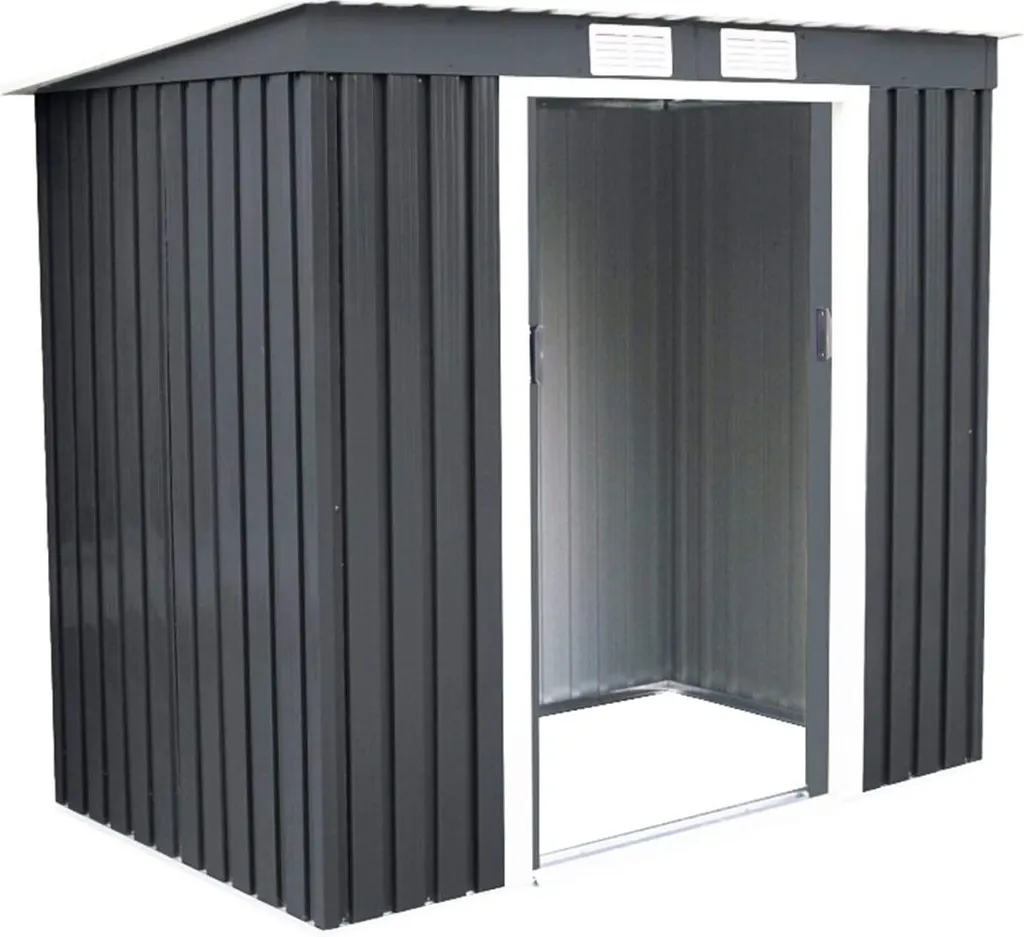 Abri de jardin métal COSTWAY 4,2m³ avec fondation gris foncé 213x130cm