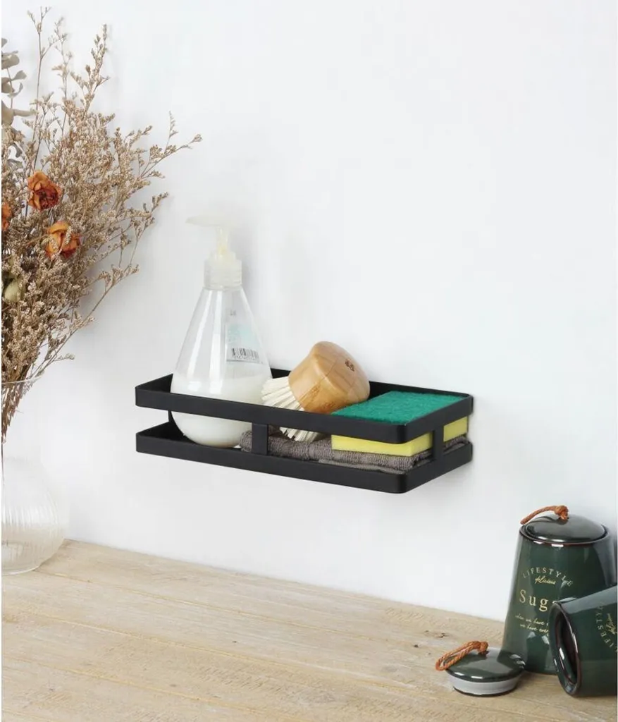 Étagère murale en métal noir 25cm robuste pour salle de bain - 8 pcs