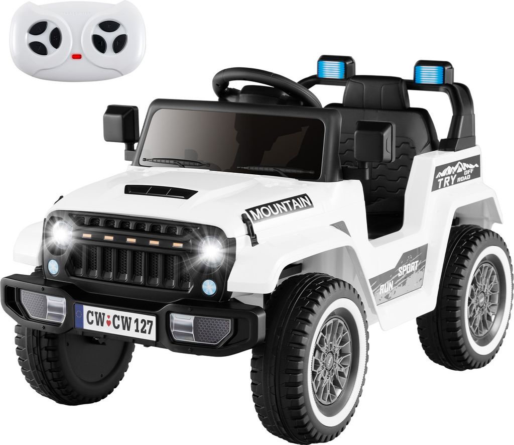DREAMADE Kinder-Elektroauto, 12V Elektrisches Spielzeug mit 3 Geschwindigkeiten, Fernbedienung, Musikfunktion, LED-Lichter, langsames Starten & Sto...