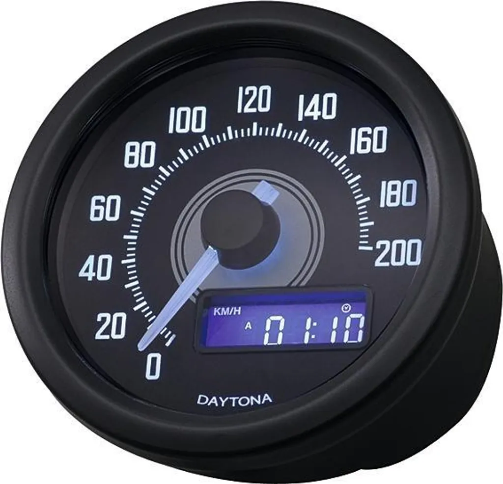 Tachymètre Numérique Velona60 200 Bk 60mm Noir Universel pour Café Racer