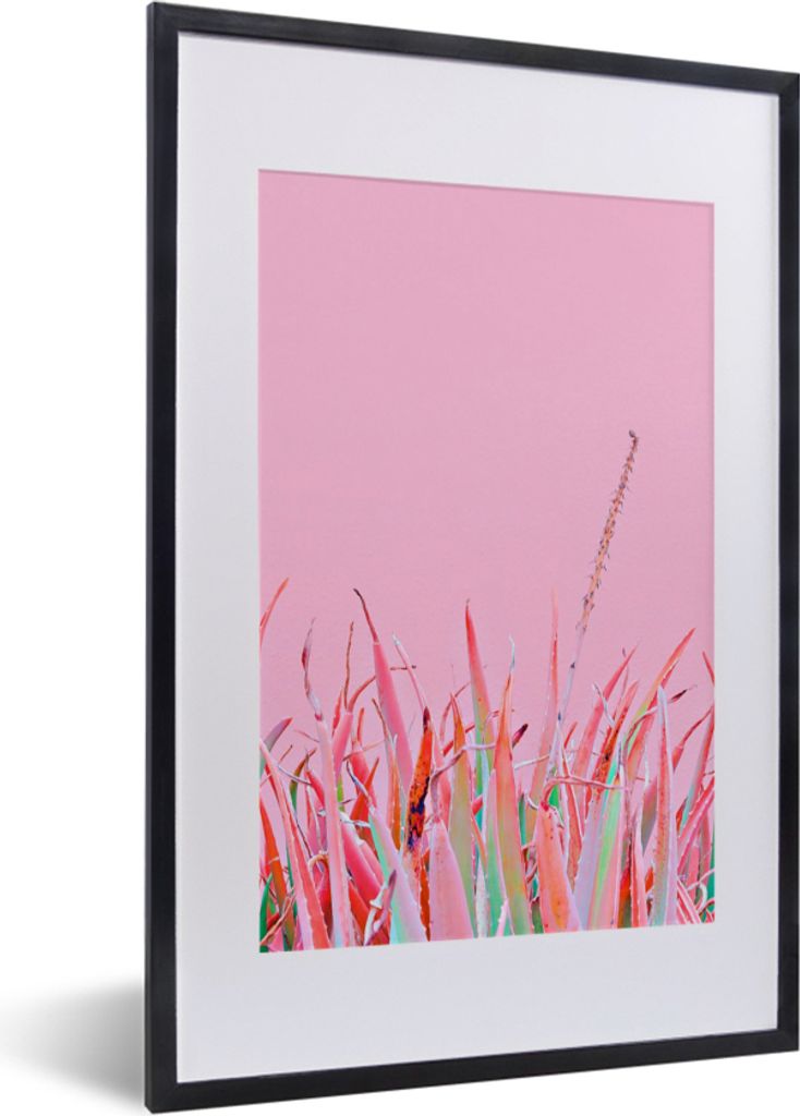 MuchoWow Gerahmtes Poster Sommer - Pflanzen - Pastell 40x60 cm - Poster mit Schwarzem Bilderrahmen Wandposter Rahmen Foto Bilder - Poster in Rahmen