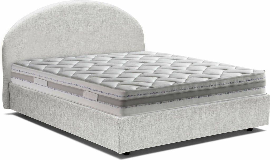 Doppelbett Dbonett, Containerbett mit Stoffbespannung, 100% Italy, Frontöffnung, inklusive Matratze 160x190 cm, Weiß