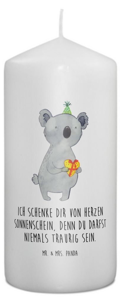 Mr. & Mrs. Panda Kerze Koala Geschenk 15 x 7 cm - Weiß - Geburtstag, Erinnerungskerze, Zylinderkerze, Stumpenkerze, Blockkerze, Koalabär, Party, ...