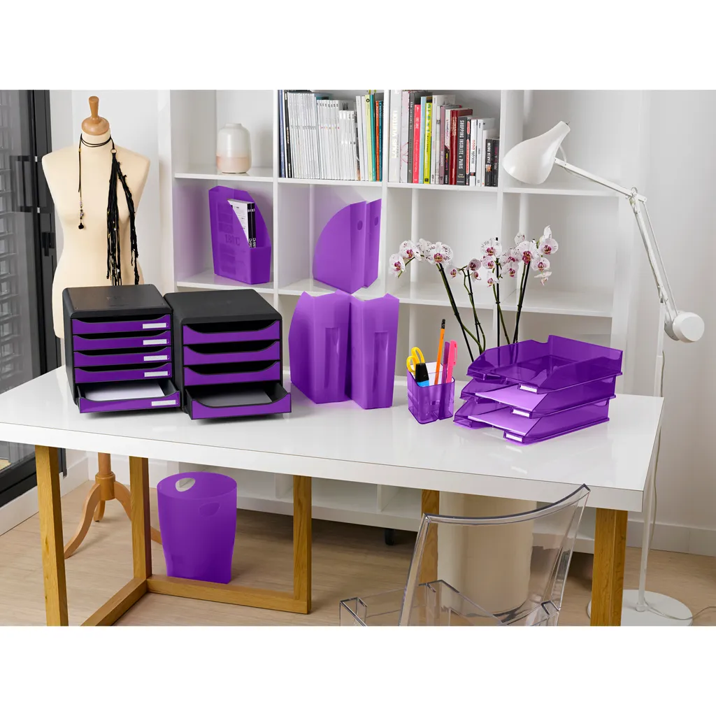 Exacompta 8x Corbeille à papier Ecobin Violet 45319D - Bureau Écologique