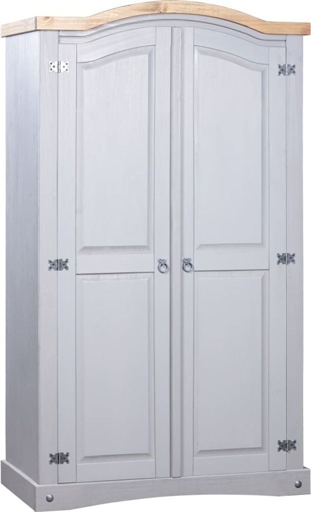 Kleiderschrank Mexiko-Stil Kiefernholz 2 Türen Grau