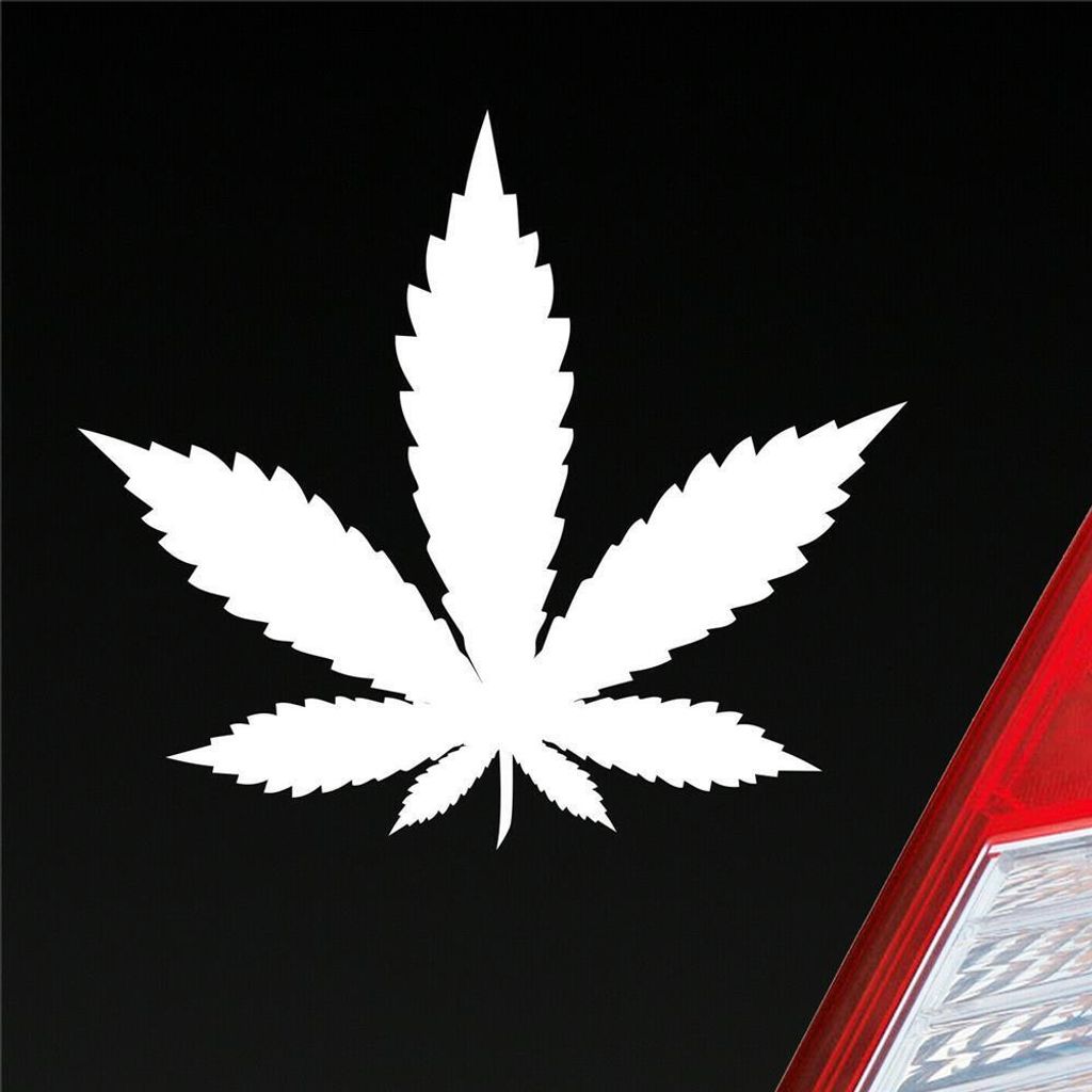 Auto Aufkleber Hanf Cannabis Marihuana Pflanze Droge Stoff 11x10 cm Weiss Matt Sticker Heckscheibenaufkleber