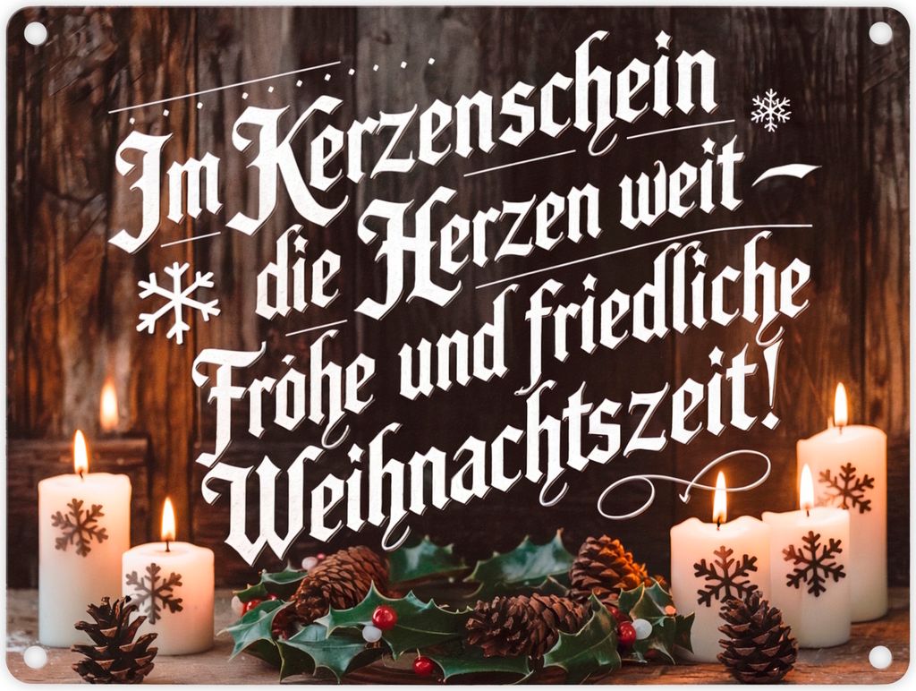 Im Kerzenschein Frohe Weihnachtszeit - Weihnachtsdesign Metallschild in 15x20