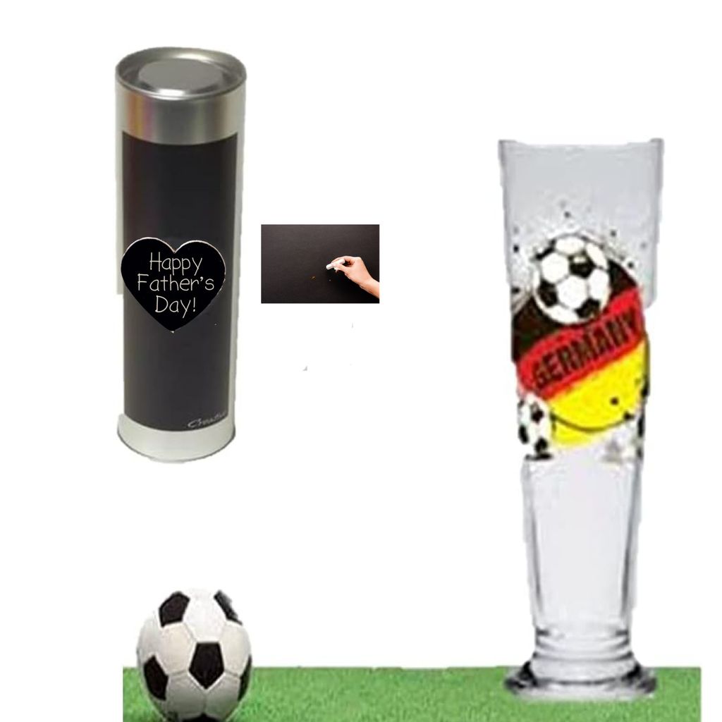 Vatertag-Geschenkset für Vater, Bierglas mit Deutschland-Design und Kreidetafel-Geschenkbox, Vatertags-Edition