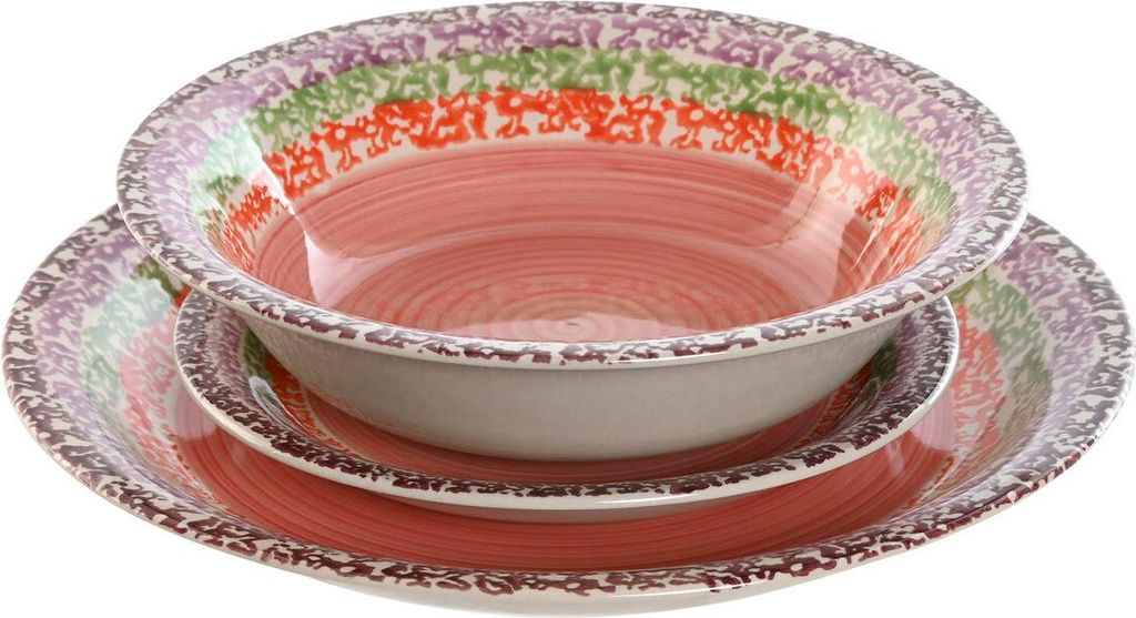 Vajilla Home ESPRIT Rosa Gres 27 x 27 x 2 cm 18 Piezas