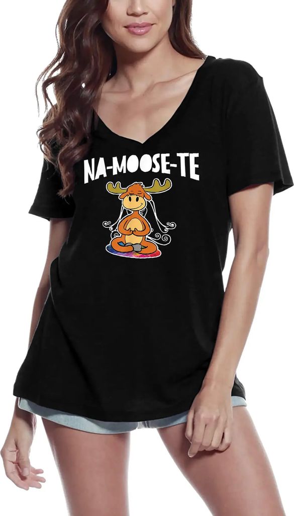 Damen Grafik T-Shirt V-Ausschnitt Na-Moose-Te Hippy Yoga Style - Yoga Peace Öko-Verantwortlich Vintage Jahrgang Kurzarm Lustige Druck Geburtstag