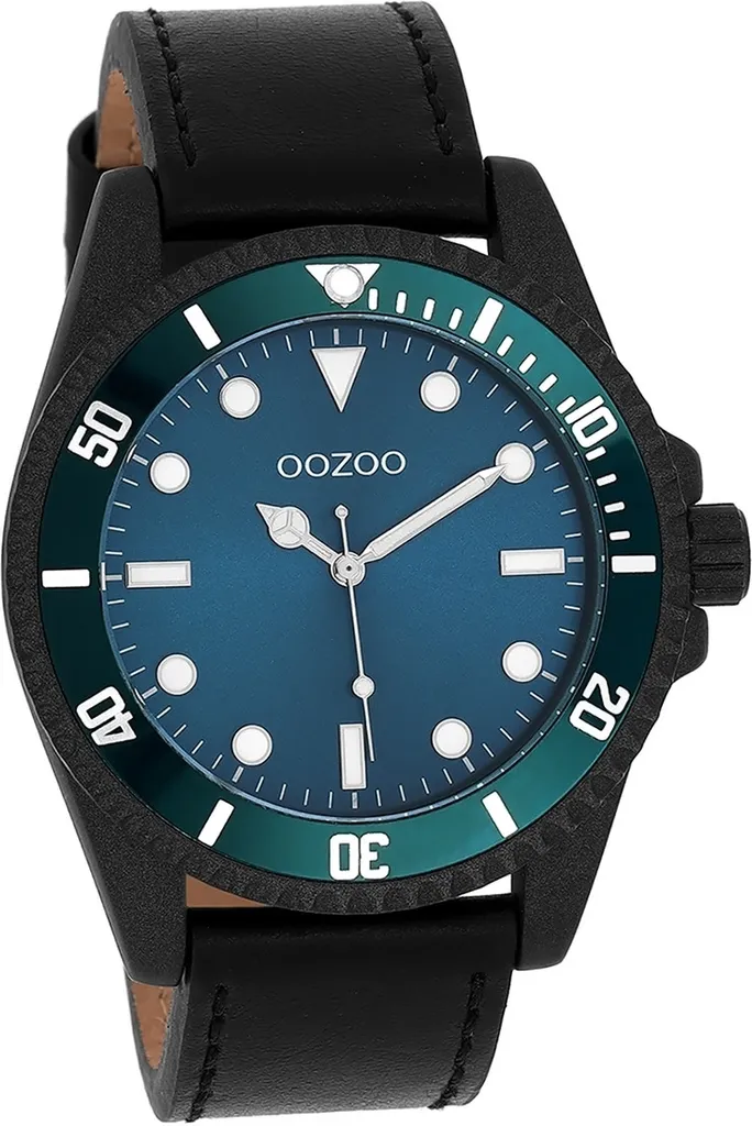 Oozoo orologio da uomo in pelle orologio analogico al quarzo bracciale nero Timepieces D2UOC11118