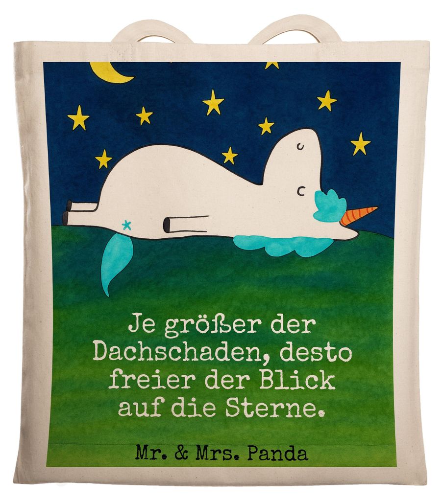 Mr. & Mrs. Panda Shopping Tasche Einhorn Sternenhimmel Design - Weiß - Geschenk, Unicorn, Tote Bag, Schultasche, canvas, Verrückt, Einhörner, Un...