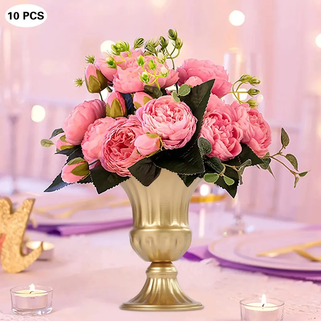 Lot 10 Vases Or Incassables 16cm - Solution Déco de Table Mariage Durable