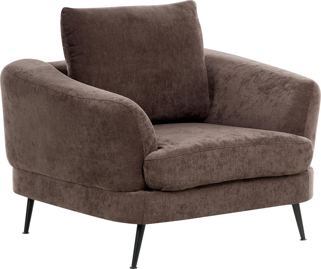 BELIANI Sessel Dunkelbraun Chenille Stoff mit Schwarzem Metallgestell Loses Rückenkissen Modernes Design Wohnzimmer Schlafzimmer Ausstattung