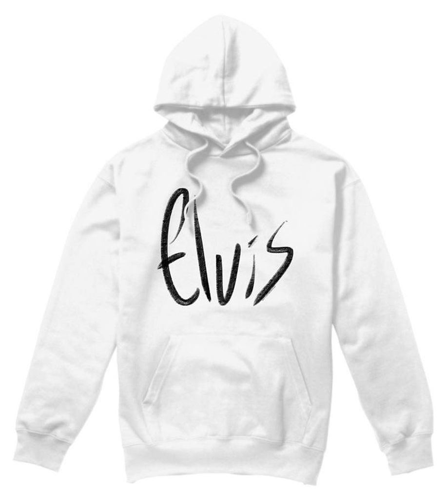Elvis Presley - "Sketchy Name" Kapuzenpullover für Herren/Damen Uni TV32815 (M) (Weiß)