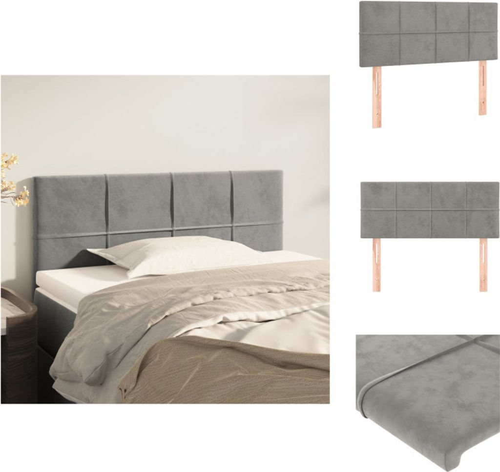 vidaXL Kopfteil Hellgrau 100x5x78/88 cm Samt - Kopf- & Fußenden