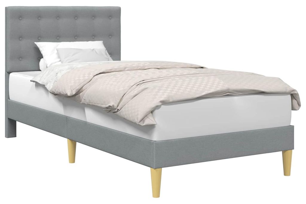 vidaXL Bettrahmen mit Kopfteil Hellgrau 100 x 200 cm Stoff