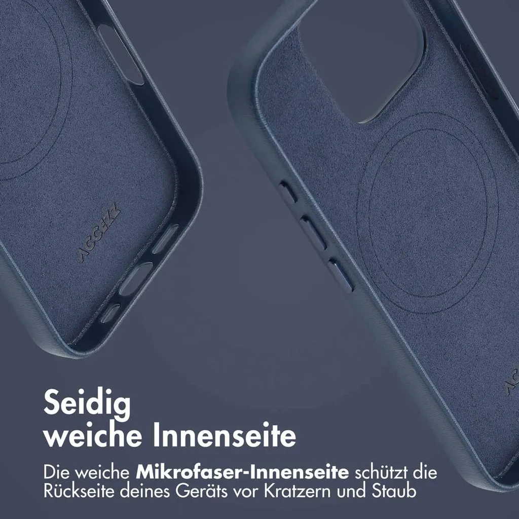 Custodia iPhone 16 Pro Pelle MagSafe - Minimal Blu Notte Accezz - 6