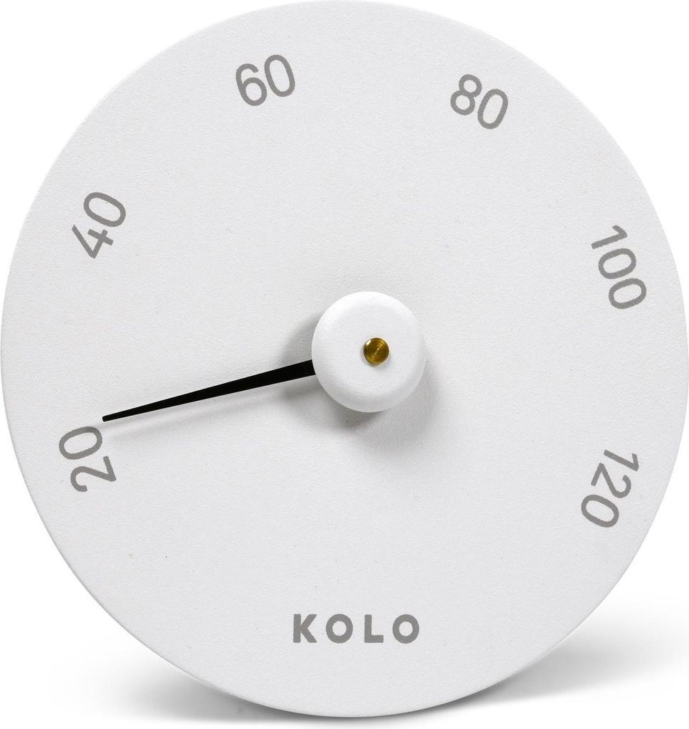 Rundes Sauna Thermometer Weiß, 14 cm Durchmesser, bis 120 °C, hitzebeständig