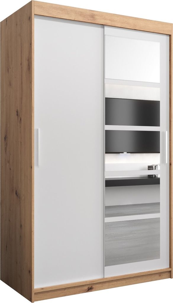 Kleiderschrank, Schiebetürenschrank Schlafzimmer, Schrank mit Spiegel ROMA 1 120 cm