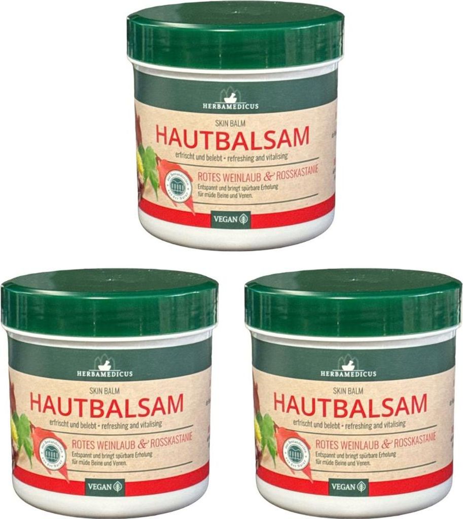 3x250 ml Herbamedicus Rotes Weinlaub & Rosskastanie Creme Produktbild 