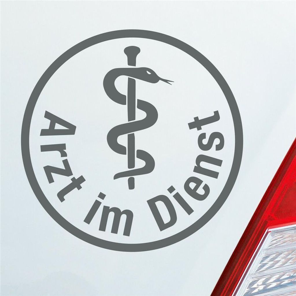 Auto Aufkleber Arzt im Dienst Medizin Rettungsgasse KFZ 10x10 cm Grau Sticker Heckscheibenaufkleber