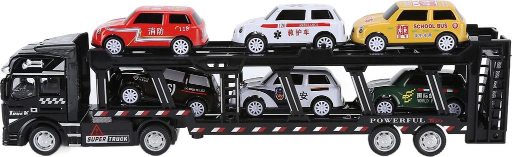 Carrier Truck Toy Model Legierung abnehmbar Sechs Auto Kinder Transportsimulationsmodellblack
