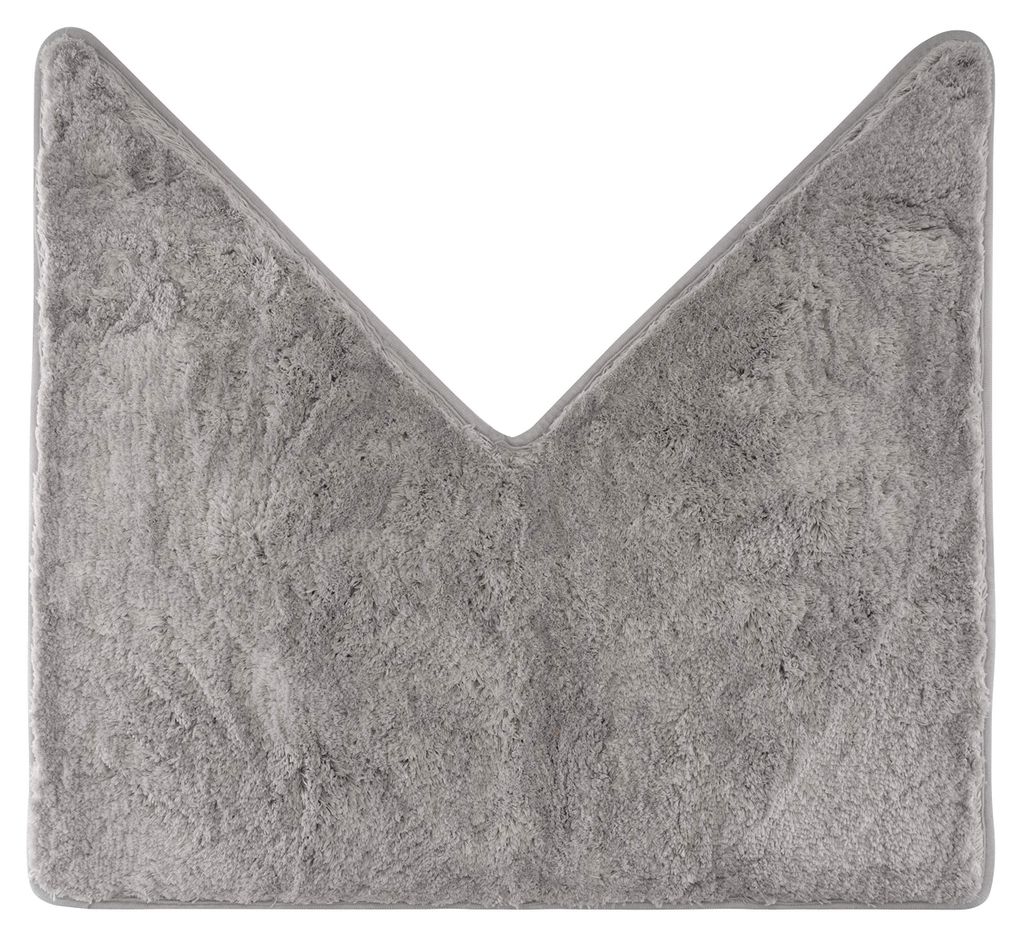 Duschmatte für Eckduschen, hochflorige Mikrofaser, rutschfeste Unterseite (V-förmig | Innenmaße 45 x 45 cm, grau)