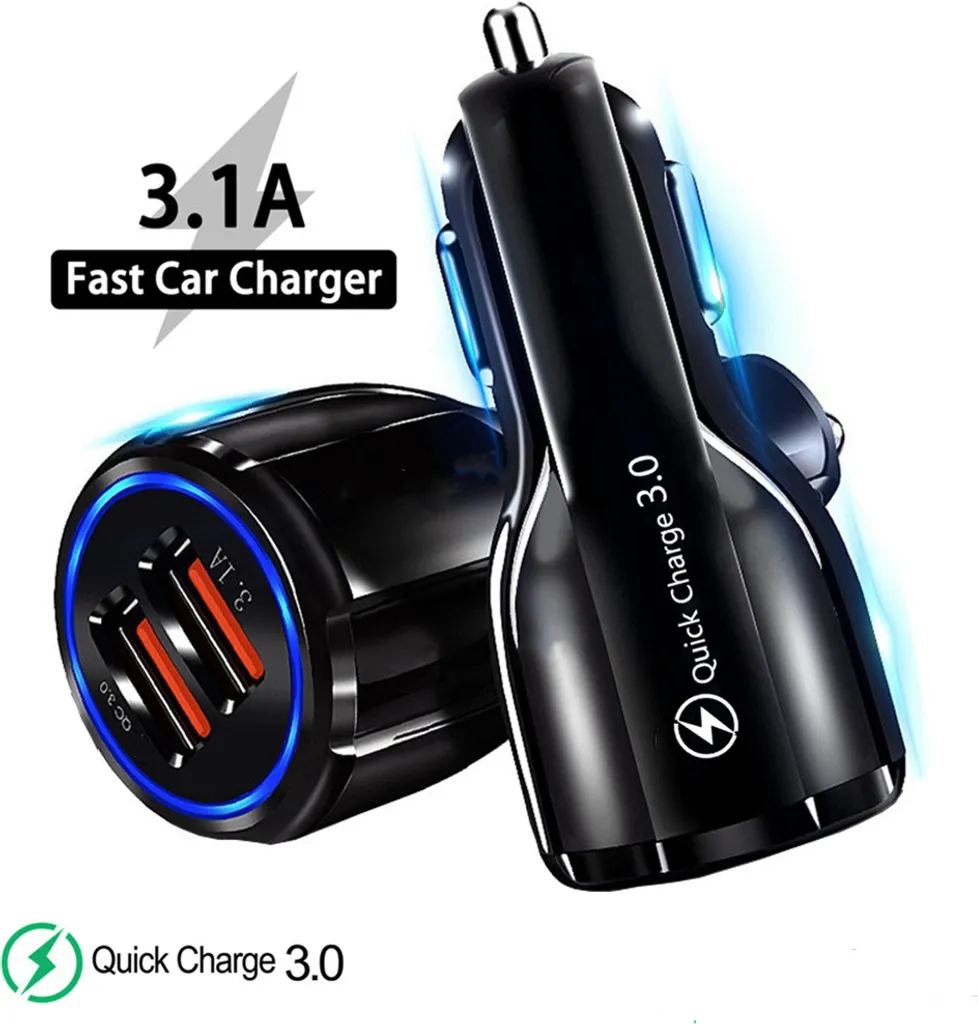 Offerta Caricabatteria Auto Alluminio QC3.0 Nero - Ricarica 4X Veloce