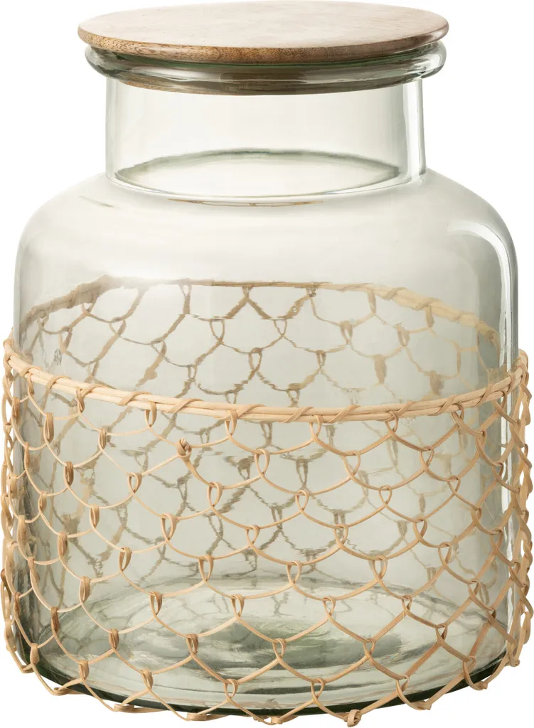 Pichet Design Transparent en Verre et Jute avec Couvercle J-Line Large