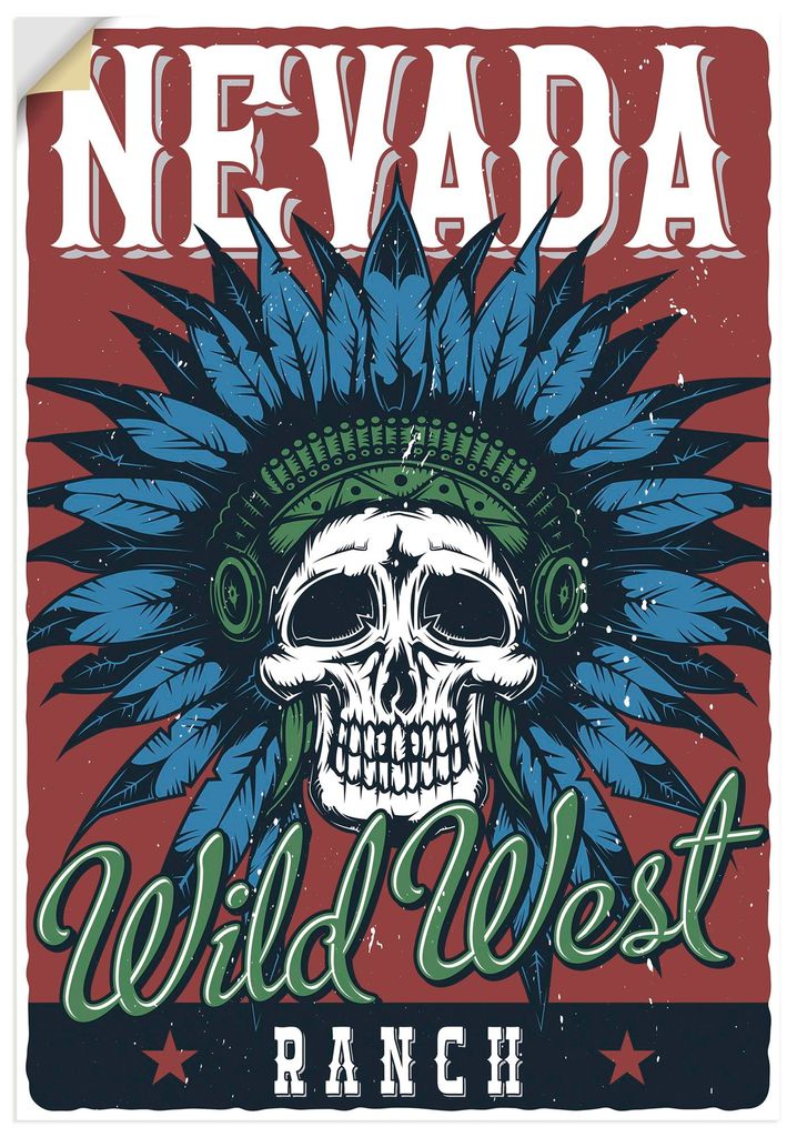 ARTland Wandbild, selbstklebend Totenkopf Indianer Nevada Größe: 70x100 cm