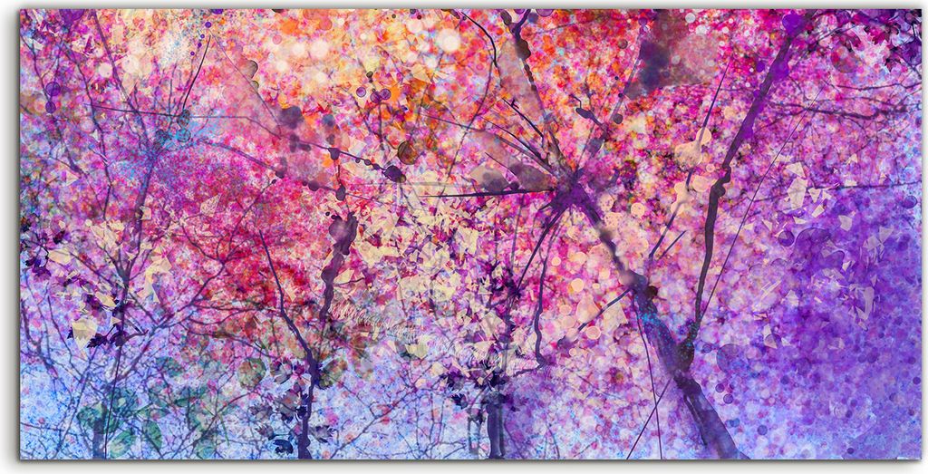 Coloray Acrylbild 100x50 Wandbild Acrylbilder Abstrakte Aquarell Frühlings Blumen