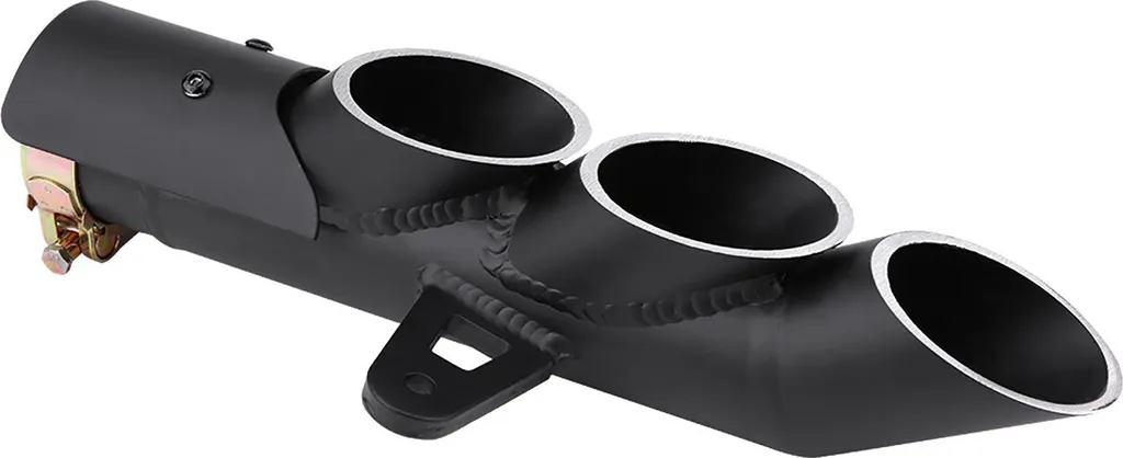 Embout d'échappement inox noir 3 sorties pour moto, 14,4 pouces