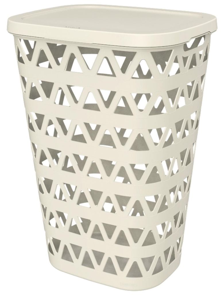 Curver | Wäschesammler - Wäschekorb - creme - 55 l - aus Kunststoff - Aufbewahrungskorb mit Deckel