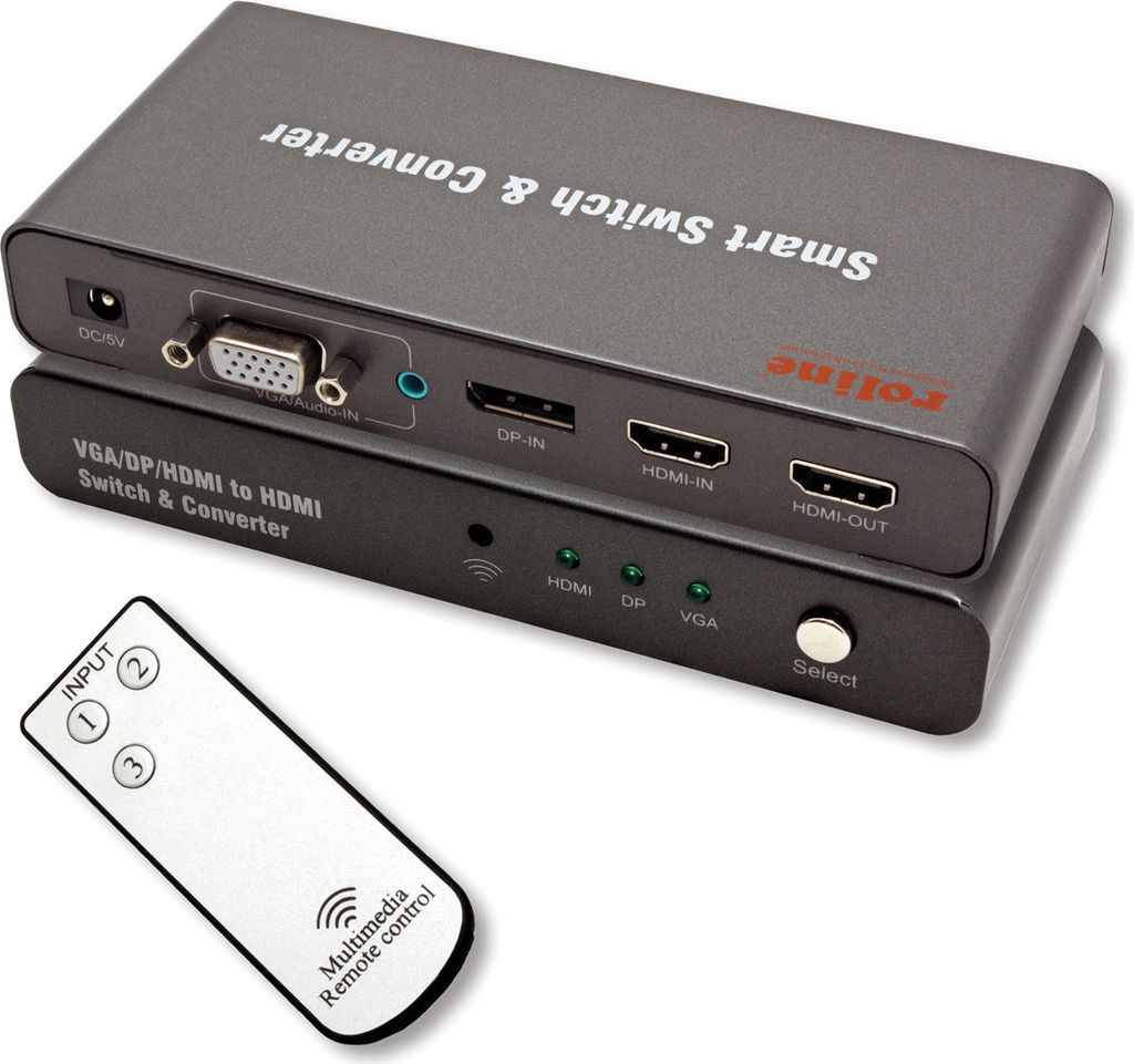 ROLINE HDMI/VGA/DP zu HDMI Konverter-Switch Produktbild 