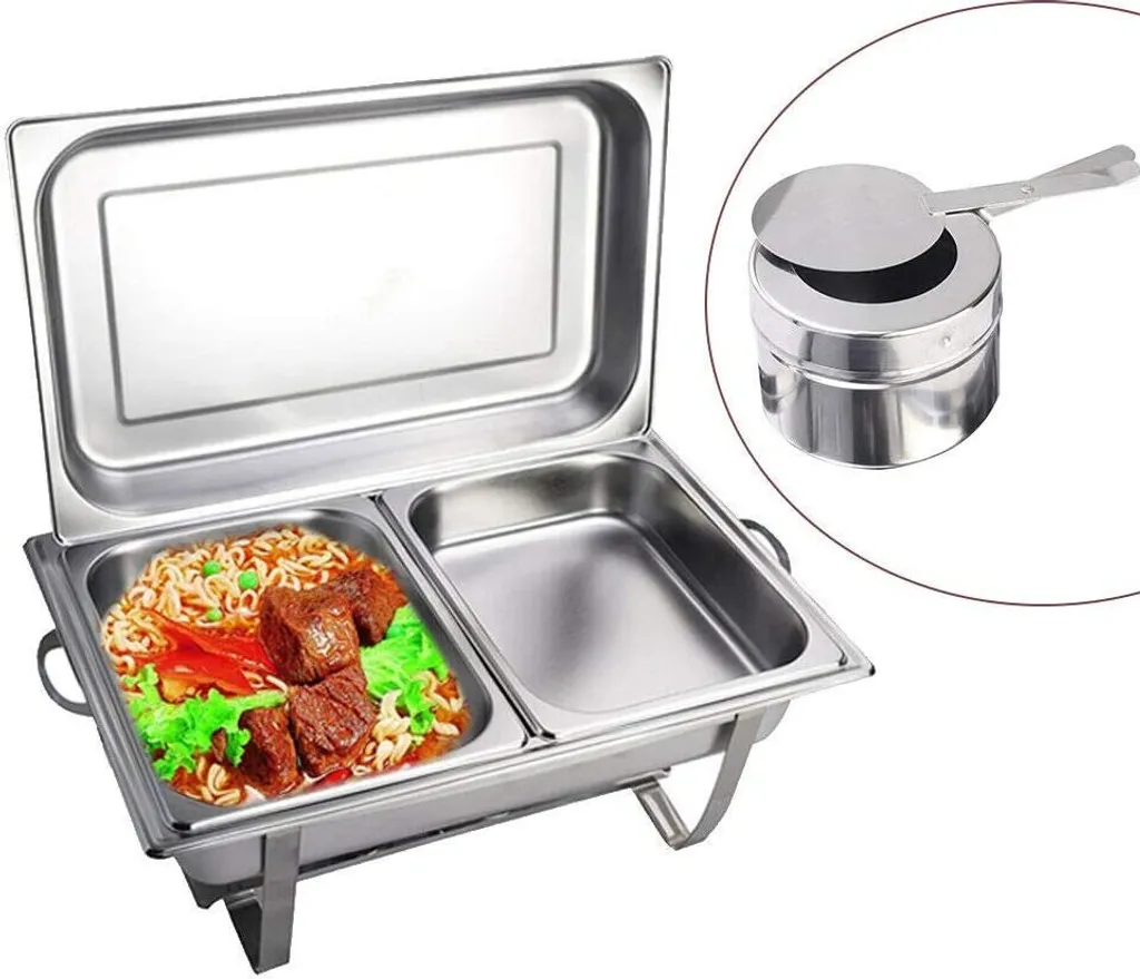 Chauffe-Plat Professionnel de Buffet avec Support Pâte à Brûler Inox Carré