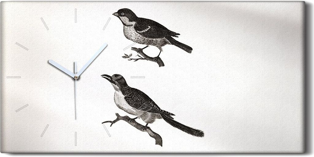 Wandbild Leinwand Bilder Wanduhr 60x30 Zeichnung Tier Vogel Zweig Kunst - weiße Hände