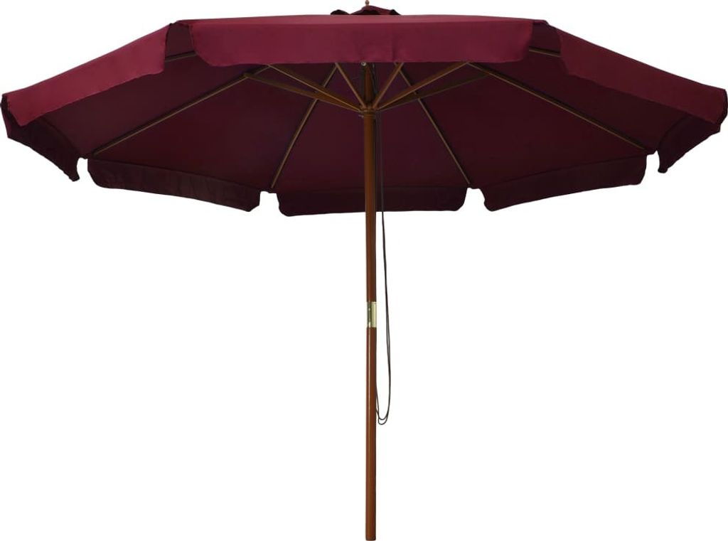 vidaXL Parasol avec mât en bois 330 cm rouge bourgogne Image du produit 
