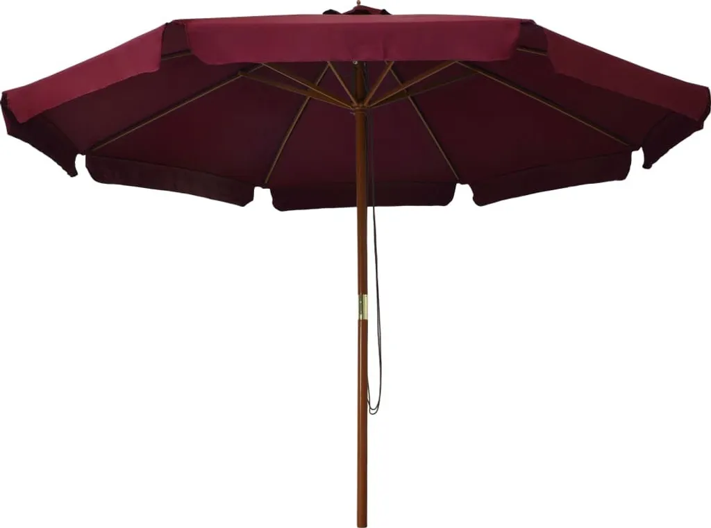 vidaXL Ombrellone in Legno 330cm Bordeaux - Design Classico Outdoor