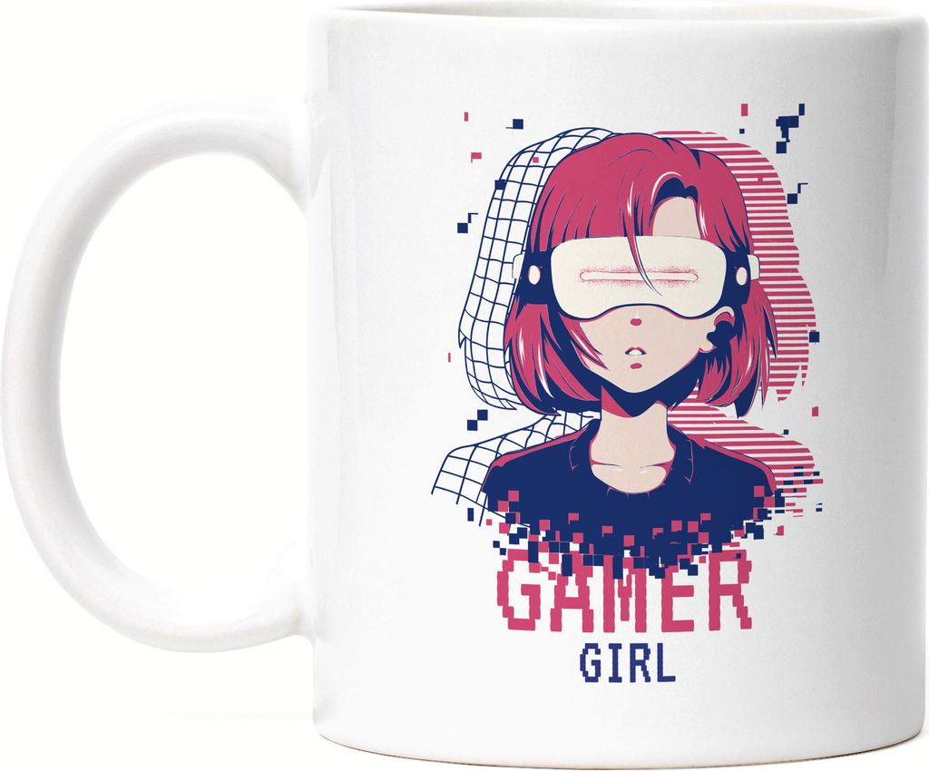 Gamer Girl Tasse Weiß mit süßem Spielkonsole Motiv für Frauen Mädchen die gerne Konsole zocken Streamerin PC Gaming