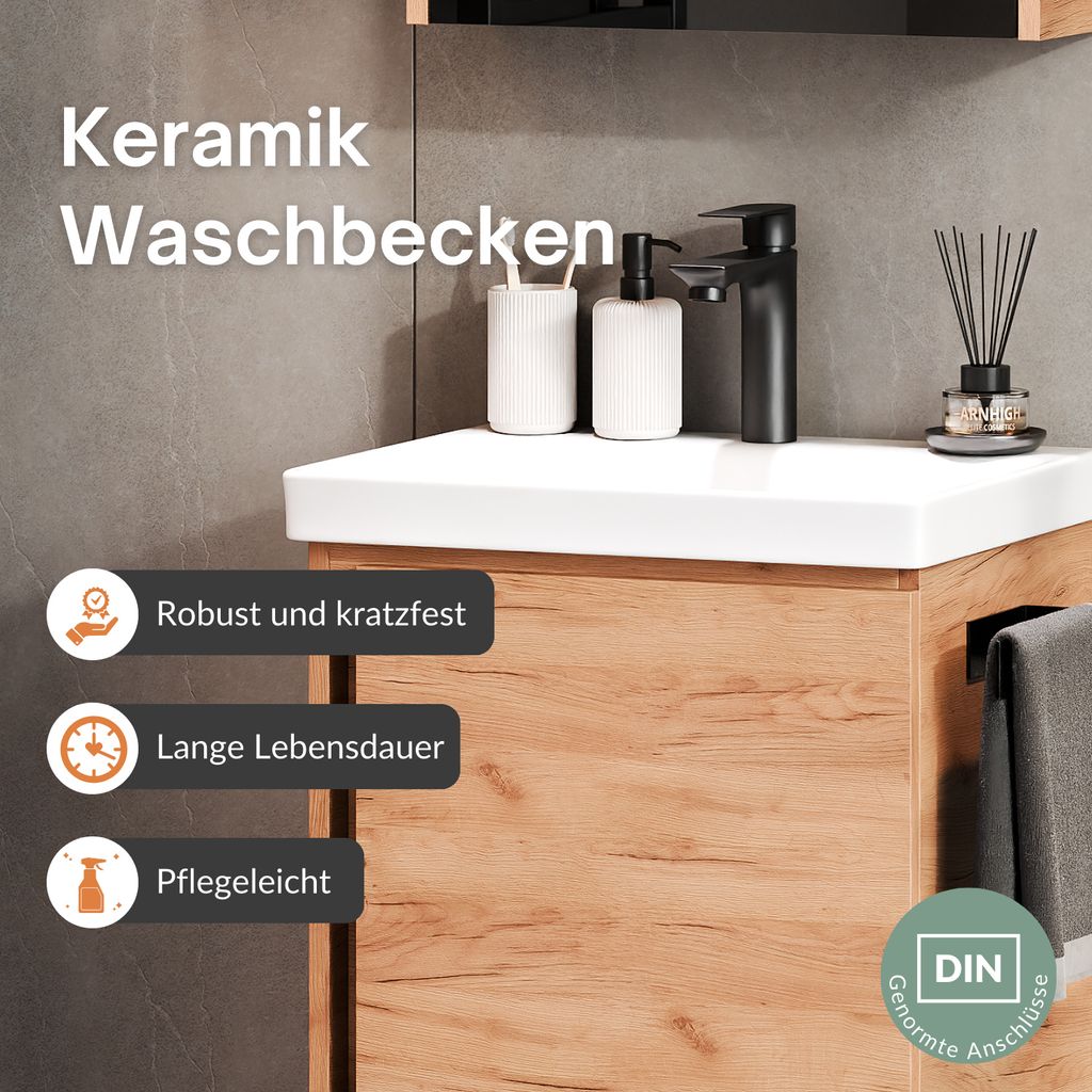 Planetmöbel LUX Badmöbel Set Waschbecken Mit Unte Produktbild-Vorschau 4